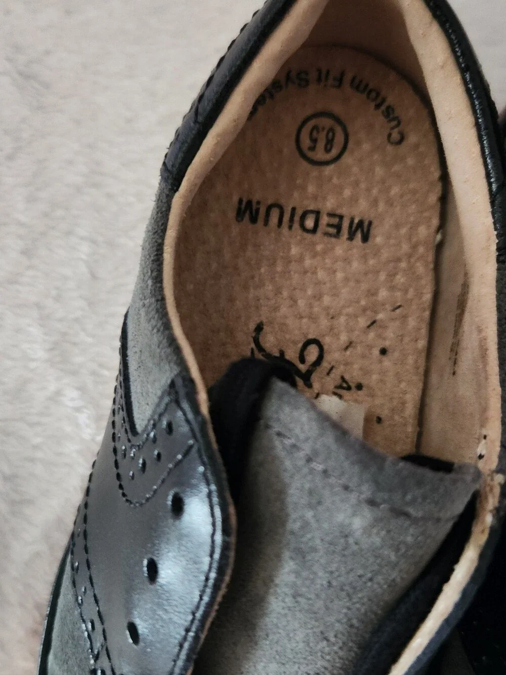 Kids Grey Footmate Suede & Patent Accent Dress Shoes
